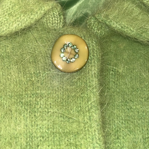 NWT Vintage Venesha fully lined Lime Green Angora button jacket size Small - Picture 8 of 8